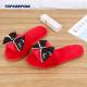 PVC Outsole Womens Fur Slippers With Silk Bow