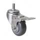 Stainless Steel 3 80kg Threaded Brake PU Caster S5443-75 with Customized Request