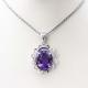 925 Sterling Silver 10mmx14mm  Amethyst  Cubic Zirconia Pendant and Silver Chain (PSJ0182)