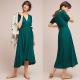 Western Women Elegant Short Sleeve Long Green Wrap Dress Midi Dresses Wrap