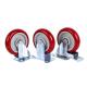 100kg Load Zinc Plated 5 Inch Swivel Plate Casters On Red PVC Polyurethane Wheels