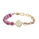 stretchy 6*8mm Beaded Stone Bracelet with gold plated chain