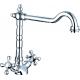Two Handle Kitchen Sink Faucet / Polished Chrome Kitchen Taps