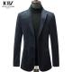 Men's End Corduroy Single Suit Blazer Jacket with Striped Velvet and Horn Button