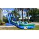 Blue Jungle Theme Large Double Lane Water Slide With Big Pool