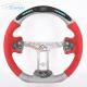 350mm Red Leather Silver Cadillac Steering Wheel Carbon Fiber Sports Car Stripe