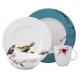 Customized White Porcelain China Dinnerware Sets With Bird And Flower Decal Printing