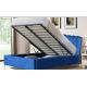Blue  Fabric Velvet  Gas Lift Storage Bed With Four Golden Feet