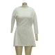 Fitness Daytime Casual White Sundress With Sleeves , Casual Knit Summer Dresses