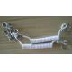 Pure soild white 4.0mm strong short spring coiled leash w/loop&lobster claw&split key ring