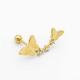 Crystal double gold butterfly earrings studs 316 Stainless steel 8mm