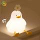 Kawaii Timer Baby Night Light USB Rechargeable Cute Duck Lamp Silicone Dimmable Flower Duck