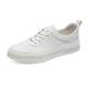 White Lace Up Anti Odor Breathable Mens Genuine Soft Leather Sneaker