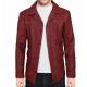 Spring Season Fight Club Leather Jacket , Slim Fit Bomber Jacket Button Front