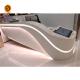 Led Light Shopping Mall 2 Person White Solid Surface Reception Desk With Monitor
