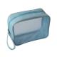 Light blue Custom Cosmetic Bags , Polyester Transparent Mesh Storage Toilet Bags