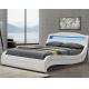 Ergonomics Contemporary  Upholstered Bed Frame White Pu Leather With LED Light