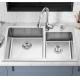 Modern Stainless Steel Kitchen Sink Double Bowl 18 Gauge For Laundry Room OEM