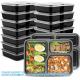 34oz 3 Compartment Meal Prep Containers 150 Packs, 150 Pieces Trays And 150 Pieces Lids