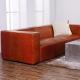 Three Seaters Vintage Genuine Leather Sofa Set With Solid Wood Frame