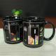 Black Tetris Ceramic Mug Color Changing Coffee Mug / Funny Magic Mug