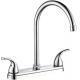 Brass Centerset Two Handle Kitchen Faucet In Chrome Deck Mounted