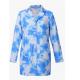 Fitted Female Formal Blazer Blue Printed With Lapel Collar And Buttons
