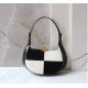 Zippered Black And White Checkered Bag 30cm 7cm 18cm Armpit Handbag