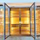 Hairline Gold Color Stainless Steel Wine Cabinet Display With Glass Door