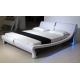 Carlifornia King Dark Brown Wave-like Shape Upholstered Bed with RGB LED light