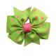 Girls Hair Bow Ribbon Dot Printing Green / Pink Color Customized Size