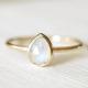 Pear Moonstone engagement Ring 18k gold Silver Ring Natural Gemstone Jewelry