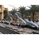 Stainless Steel Dolphin Group Metal Animal Sculptures Pool Decoration Sky Blue Paint