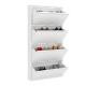 Household Furniture metal shoe storage cabinet White 4 Layers