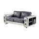 Aluminium Sheet Armrest 2 Seater Leather Sofa High Density Foam / Sponge 