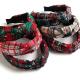 Christmas Xmas Cross Knot Hairband Plaid Holiday Decorations 40cm 15.8in