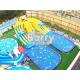 Spongebob Cartoon Inflatable Water Park Big Capacity With 2 Pools / 3 Lane Slide