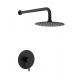 Wall Mount 2CM Pipe Black Shower Faucet Set Hotel Bathroom Use