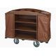 Brown Hotel Room Service Trolleys with 6 Inches PPR Casters Heavy Duty Linen Bags