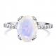 Elegant Plated Oval Cut Claw Setting Moonstone With CZ Rings Engagement Women Anniversary Ring