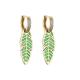 Huggie Rhinestone Hoop Earrings Dripping Oil Gold Plated Leaf Earrings ODM
