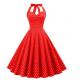 Small Quantity Clothing Manufacturer Retro Polka - Dot Halter Neck Lace - Up Slim Fit Corset Dress