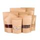 Custom Biodegradable Brown Stand Up Pouches With Zipper And Window For Food Packaging