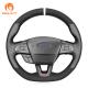 Custom Hand Sewing Black Suede Leather Steering Wheel Cover for Ford Focus RS MK3 ST ST-LINE Kuga Ecosport 2015 2016 2018