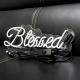 Blessed Neon Sign 15 x 4 Inch Handmade Glass 3D Visual Effect White Neon Light Plug-in Novelty Night Light Hanging Decor