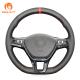 VW Arteon Golf 7 UP Crafter Polo Jetta Tiguan Sharan T-Roc Touareg Caddy Leather Steering Wheel Cover in Red Suede