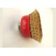3'' wire cup brush,coarse crimped brass coated wire 0.014'',with M14 by 2 threaded arbor