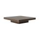 Living Room Stainless Steel Square Central Coffee Table Matt Rose Gold Satin Finish Walnut Veneer Wood  Top Metal Legs