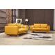 Wide Couch Set Pine Wood Yellow Fabric Sofa Set