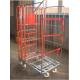 Folding Wire Pallet Cages / 4 Side Security Roll Cage Trolley ISO 9001